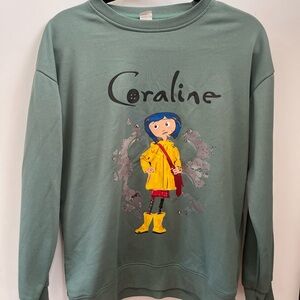 Disney Coraline Green Sweatshirt with Yellow Raincoat Graphic